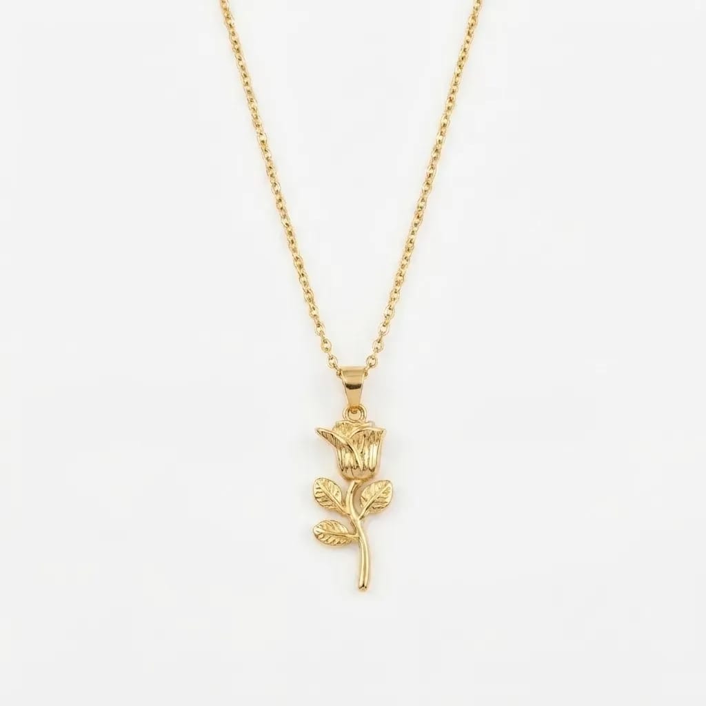 Golden Rose Pendant Necklace
