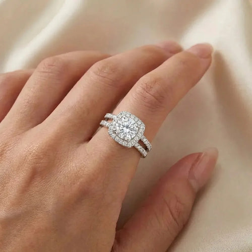 Double-Halo Cushion Engagement Ring