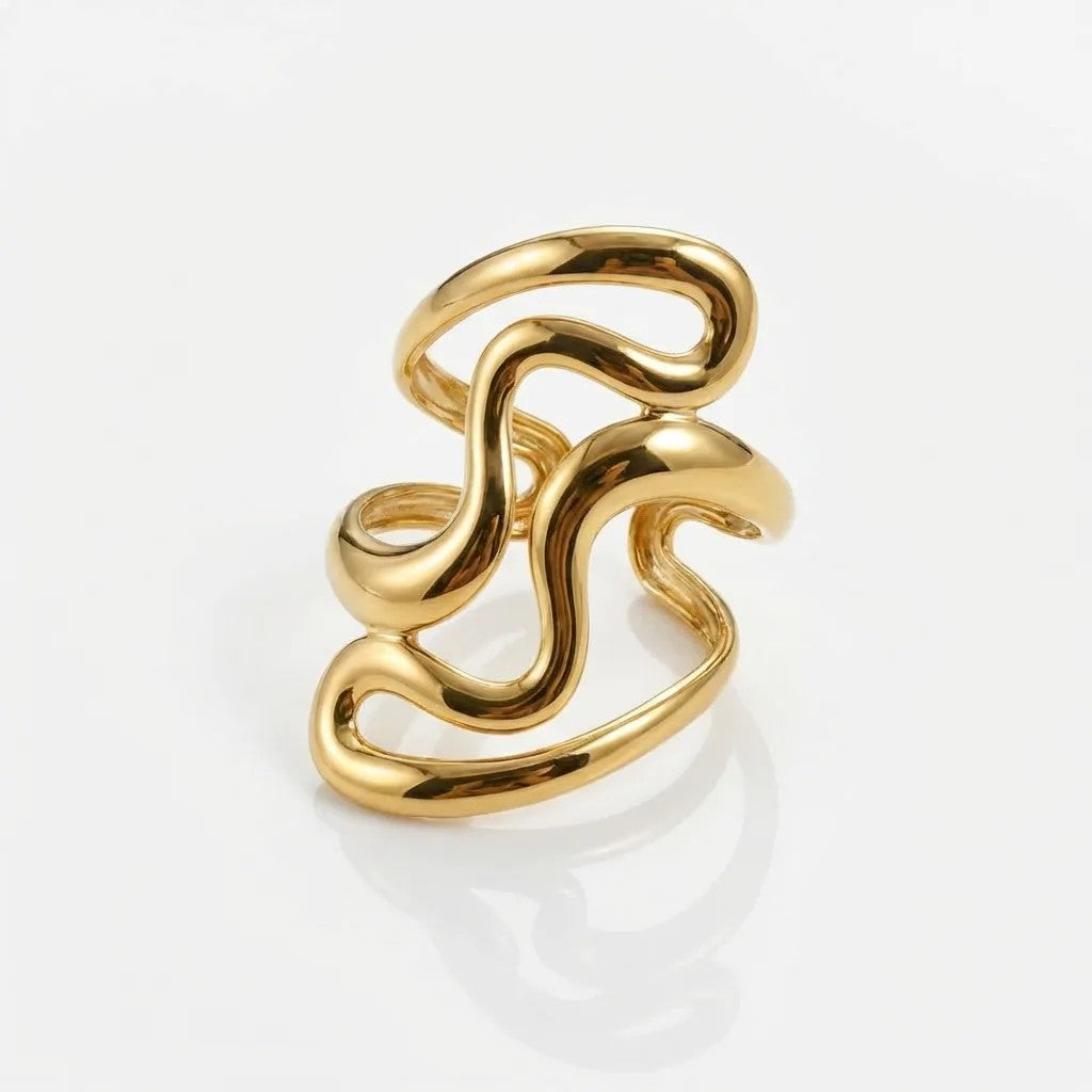 Gold Torsion Wave Ring