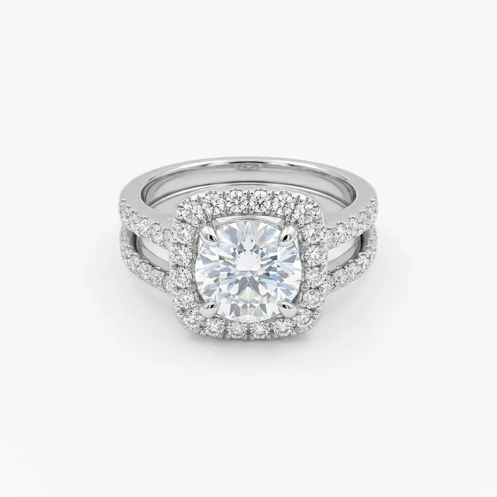 Double-Halo Cushion Engagement Ring