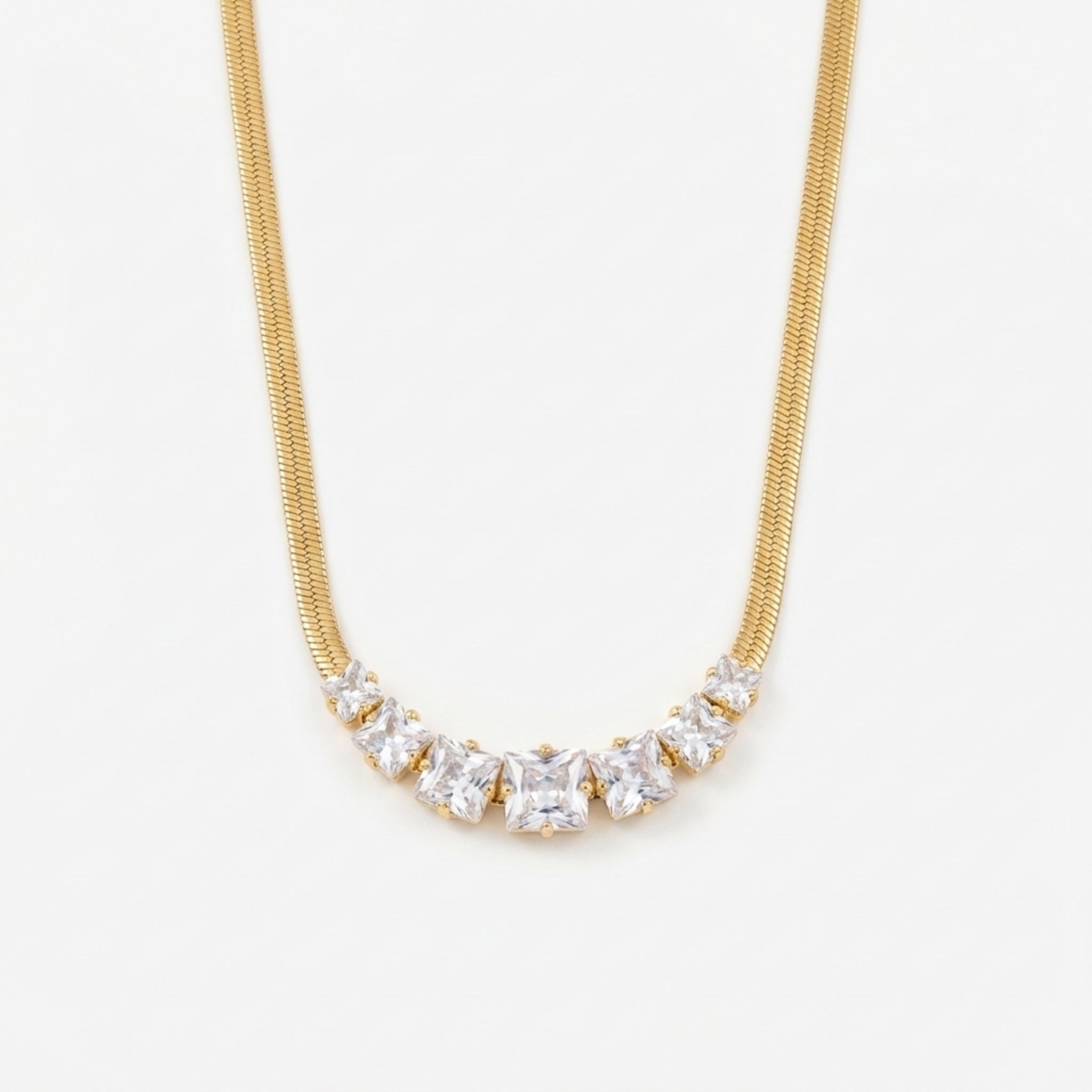 Golden Elegance Necklace with Zirconia Stones